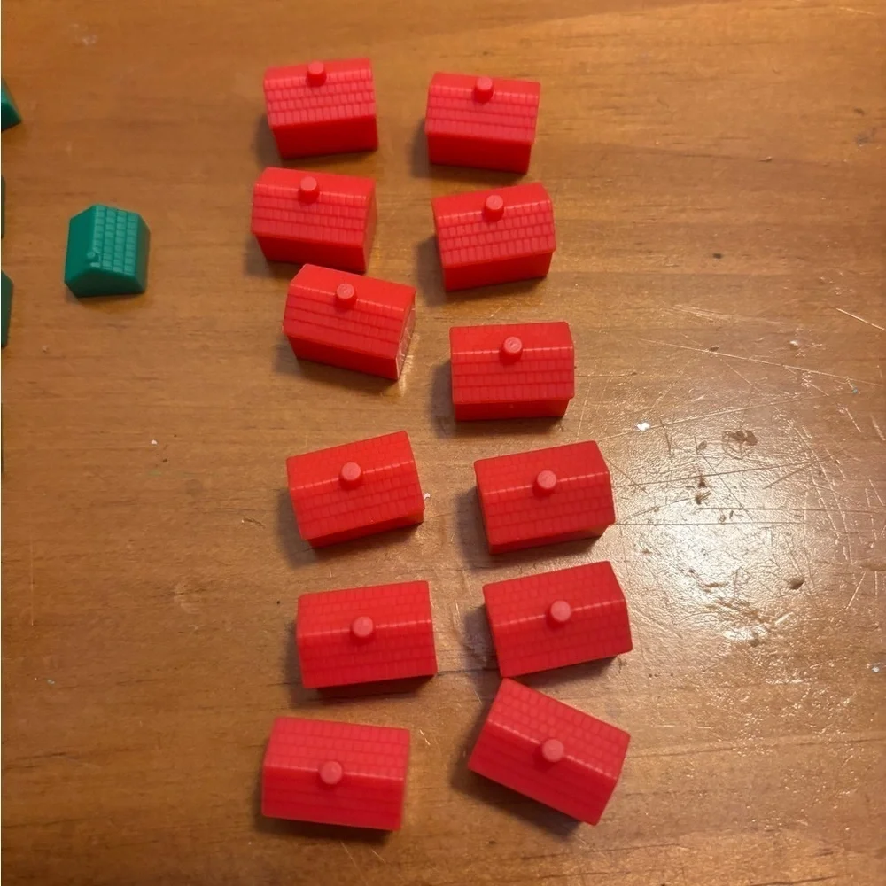 Vintage Lot Of MONOPOLY GREEN HOUSES(31) and RED HOTELS(12), Plastic Pieces